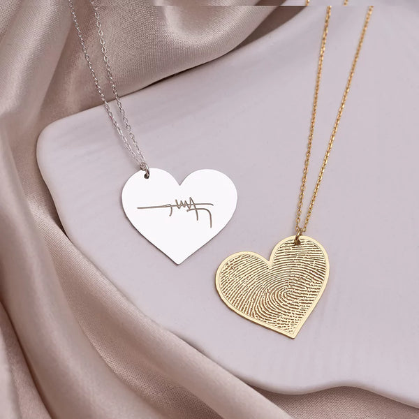 Line Fingerprint Heart Necklace