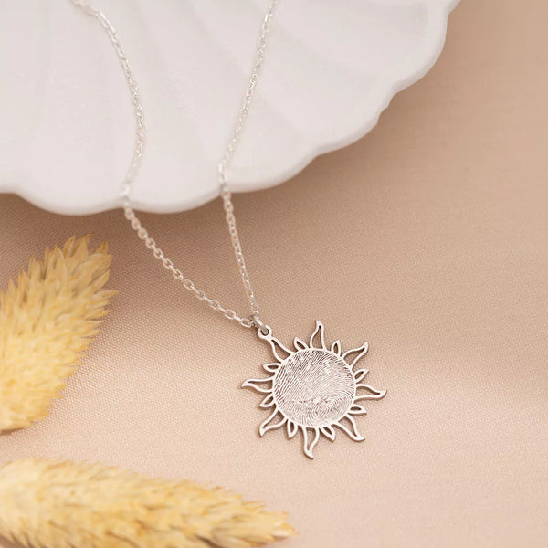 Pave Sun Fingerprint Necklace