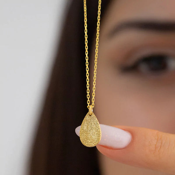 Tear Drop Fingerprint Necklace